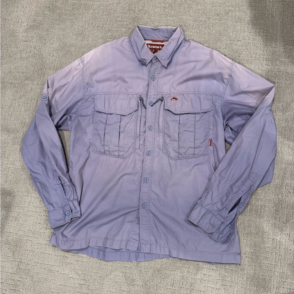 Simms fishing purple button up